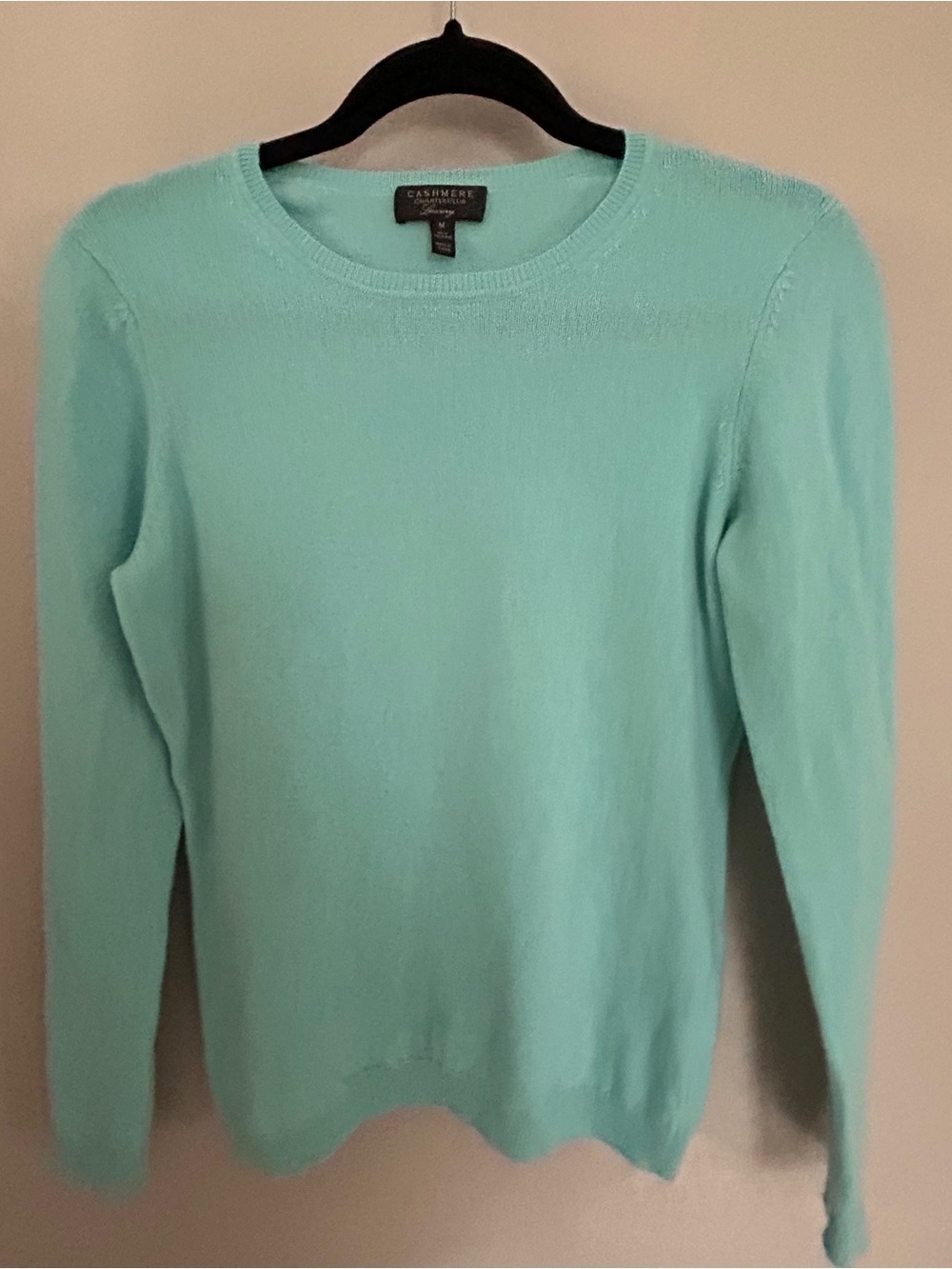 Seafoam 100% cashmere charter club luxury crewneck sweat sweater